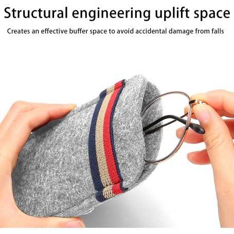 JNNJ Car Sunglasses Holder – Universal Visor Clip Case, Soft Felt & Leather Organizer for Glasses Storage (Beige)