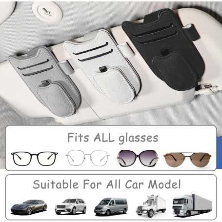 Porte-Lunettes Magnétique pour Pare-Soleil de Voiture (Gris)