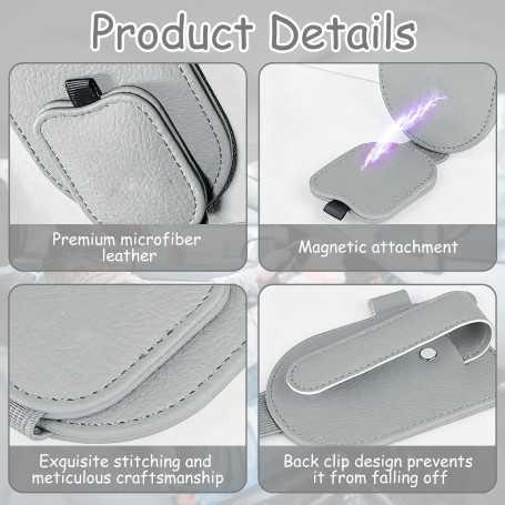 Porte-Lunettes Magnétique pour Pare-Soleil de Voiture (Gris)