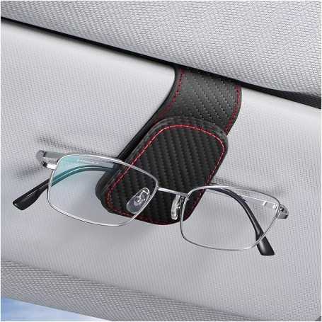 Porte-Lunettes Magnétique en Cuir pour Voiture (Carbone)