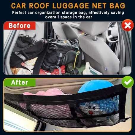 Filet de Rangement pour Voiture avec 3 Poches Zippées (90×65 cm)