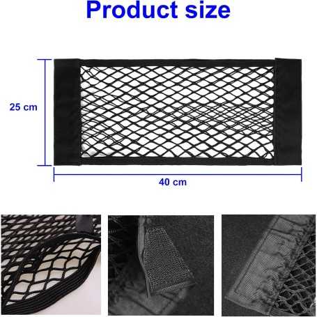 Nutabevr – Lot de 4 Filets de Rangement pour Coffre de Voiture 40x25 cm avec Magic Sticker Velcro