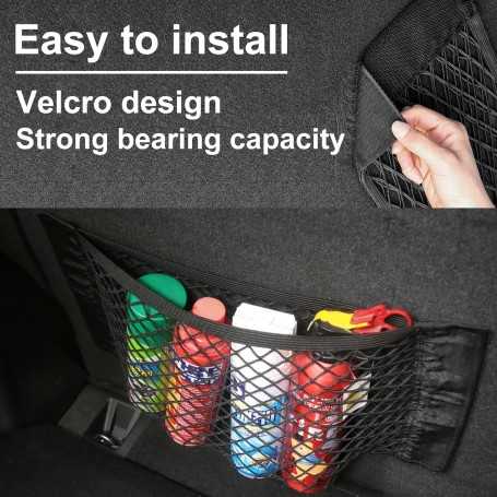 Nutabevr – Lot de 4 Filets de Rangement pour Coffre de Voiture 40x25 cm avec Magic Sticker Velcro