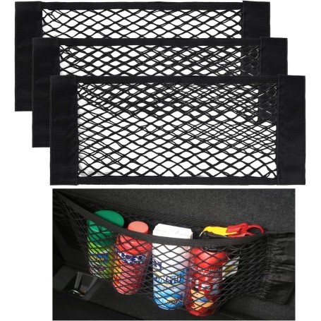 Nutabevr – Lot de 4 Filets de Rangement pour Coffre de Voiture 40x25 cm avec Magic Sticker Velcro
