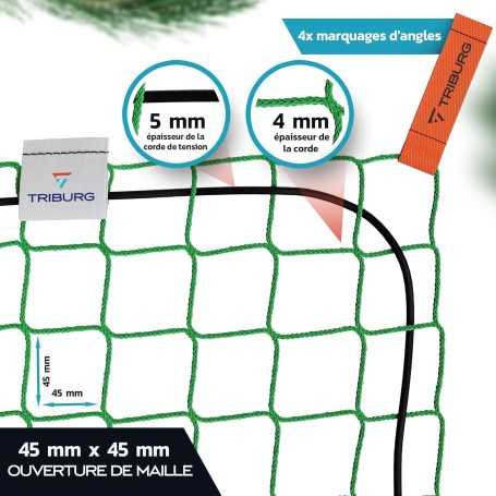 TRIBURG 2×3 m Trailer Safety Net – Corner Markers & Tension Elastic for Secure Load Fastening