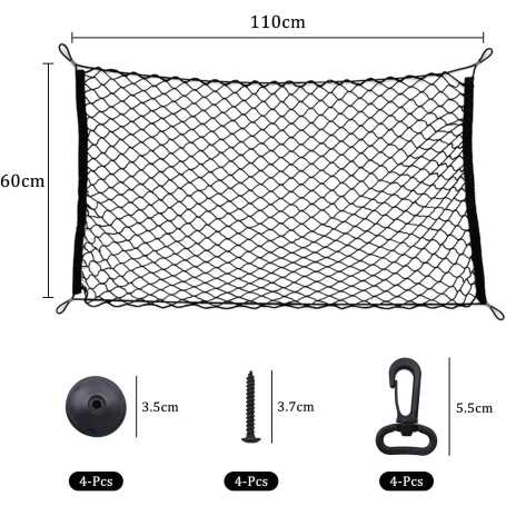 Filet de Rangement Coffre Voiture 110×60 cm