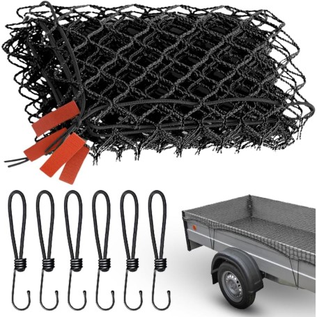 Filet de Remorque 1,5 × 2,2 m – Filet de Chargement Résistant avec Crochets