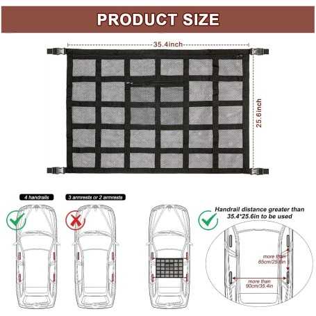 Car Roof Storage Net Black (25.5 x 35.5 inches)