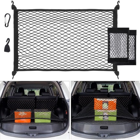 Filet de Rangement Coffre de Voiture Extensible – 140 x 100 cm