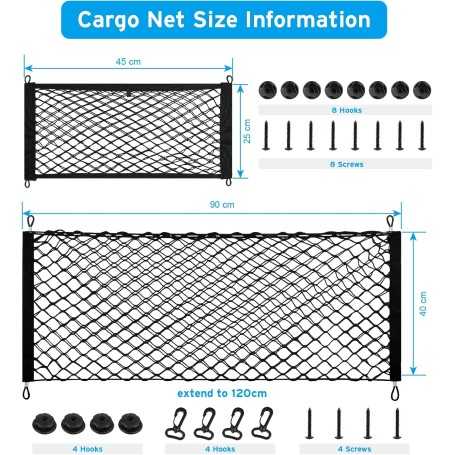 DOCAS Car Trunk Storage Net – Universal Mesh, 1 Large + 2 Small Nets for Car, SUV, Truck, Boat, and Home