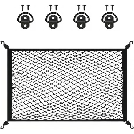 Filet de Rangement Coffre de Voiture – 100 x 80 cm Extensible Jusqu’à 160 x 140 cm