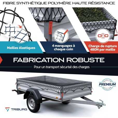 TRIBURG Filet de Remorque Extensible – 1,5x2,7 m à 2,5x3,5 m