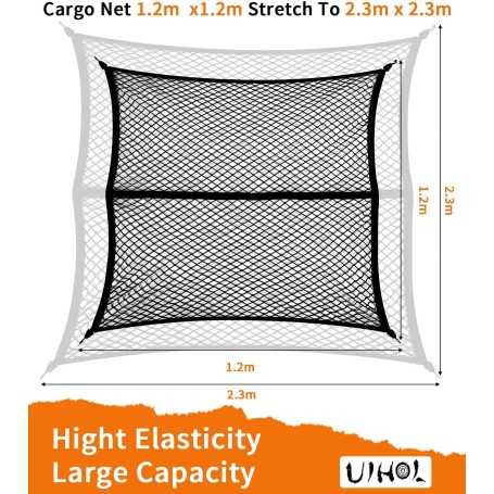Heavy-Duty Pickup Cargo Net – Expands 120×120cm to 230×230cm