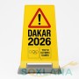 ⚠️ Dakar 2026 Safety Warning Sign – Yellow Plastic Floor Stand