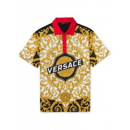 VERSACE Logo-Jacquard Cotton-Piqué Polo Shirt