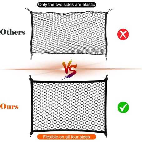 HOVIN Filet de Coffre Universel pour Voiture – Filet Extensible 80x60 cm