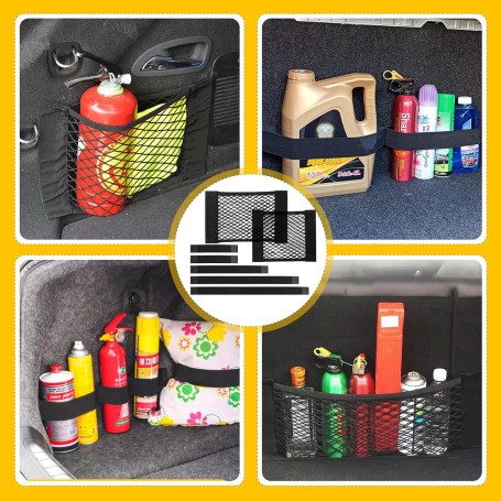 Lot de 7 Sacs en Filet pour Coffre de Voiture avec Fermeture Velcro