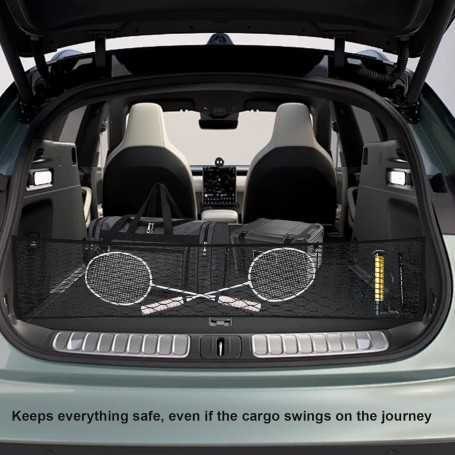 Filet de Coffre de Voiture Double Couche à Haute Élasticité 90 x 30 cm