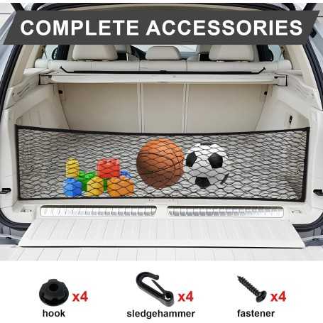 Filet de Coffre de Voiture Double Couche à Haute Élasticité 90 x 30 cm