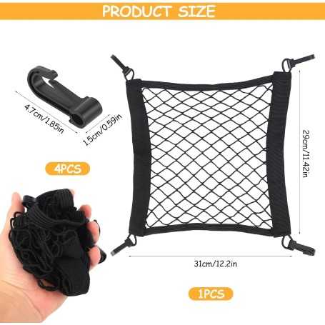 Filet Élastique pour Panier de Vélo et Moto – 29 x 31 cm avec Crochets