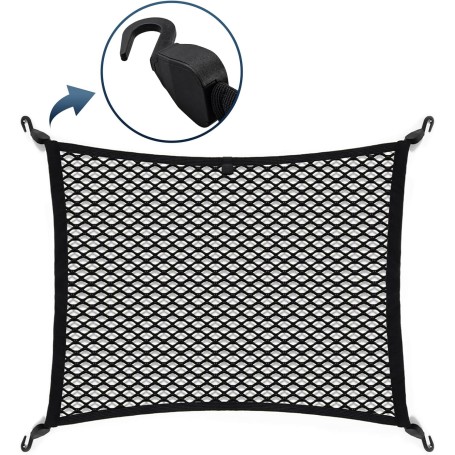 Filet de Rangement Coffre de Voiture – 80 x 60 cm Extensible à 180 x 120 cm, 4 Crochets Solides