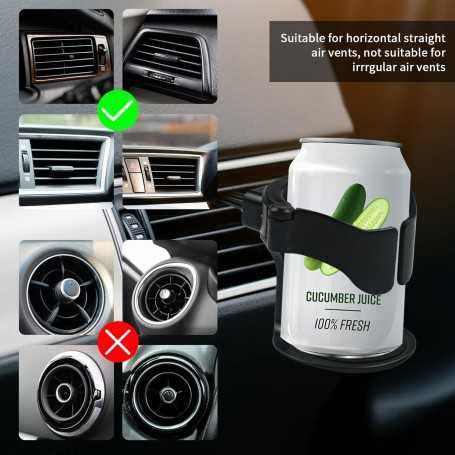Set of 2 Universal Car Cup Holders – Adjustable Vent Mount, Anti-Vibration Design