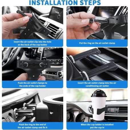 Lot de 2 Porte-Gobelets Universels pour Voiture – Fixation sur Ventilation, Réglables et Anti-Vibration