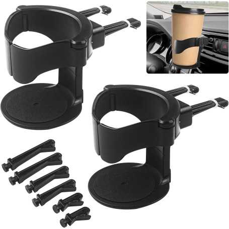 Lot de 2 Porte-Gobelets Universels pour Voiture – Fixation sur Ventilation, Réglables et Anti-Vibration