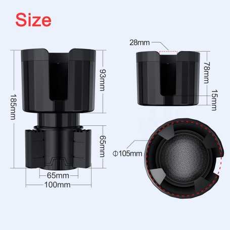 Porte-Gobelet Universel Voiture – Extension Ajustable 65–95 mm & Support Large