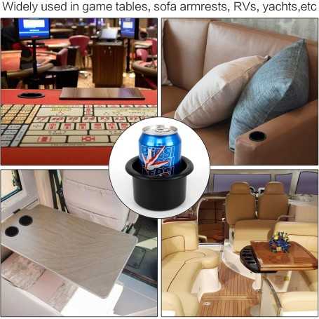 Set of 4 Universal Cup Holder Inserts – Black Plastic Replacement for Car