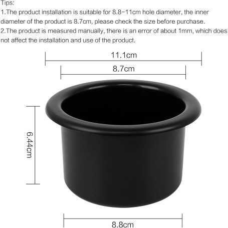 Lot de 4 Porte-Gobelets Universels – Inserts Plastique Noir pour Voiture