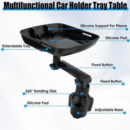 Plateau Porte-Gobelet Extensible 360° pour Voiture