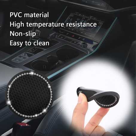 2PCS Car Coasters with Rhinestone – Non-Slip Universal Cup Holder Accessories for Trucks, SUVs, Cars