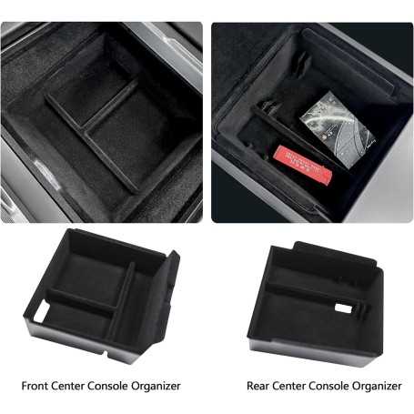 Organiseur d’Accoudoir Tesla – Plateau de Rangement Floqué (Lot de 2)