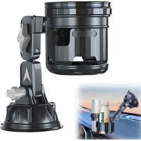 Car Cup Holder with Suction Cup – Adjustable 360° Drink Holder for Cars