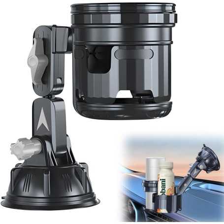 Car Cup Holder with Suction Cup – Adjustable 360° Drink Holder for Cars
