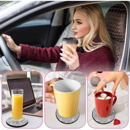 Lot de 2 Dessous de Verre de Voiture Strass