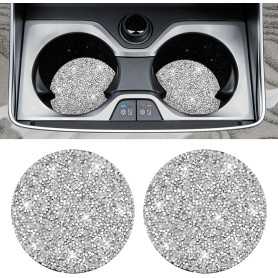 JOYTUTUS 2-Pack Car Coasters with Crystal Rhinestones