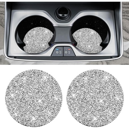 JOYTUTUS 2-Pack Car Coasters with Crystal Rhinestones