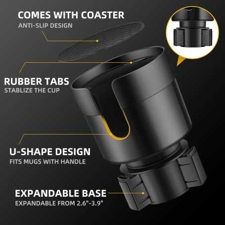 Adaptateur d’Extension Porte-Gobelet – Compatible Yeti / HydroFlask / Grandes Bouteilles