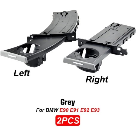 Set of 2 Retractable Cup Holders for BMW E90 E91 E92 E93 – Left & Right – Grey