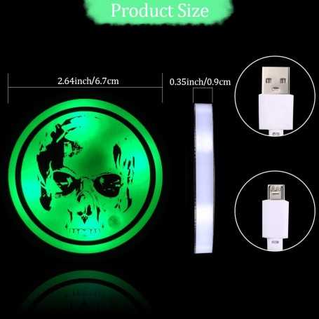 Lot de 2 Porte-Gobelets LED pour Voiture avec USB – 7 Couleurs Luminescentes et Effets Ambiance