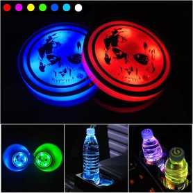 Set of 2 LED Car Cup Holders with USB – 7 Luminous Colors & Ambient Light Modes