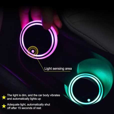 ✨ Porte-Gobelet LED Lumineux – Dessous de Verre LED 7 Couleurs pour Voiture (USB Rechargeable)