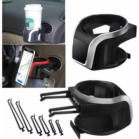 Universal Adjustable Car Cup Holder – Removable Holder for Drinks and Phone (Silver)