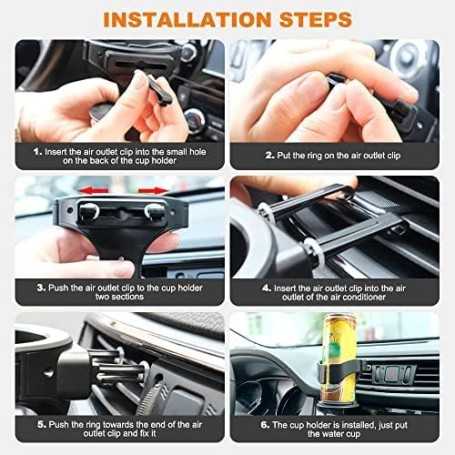 Car Cup Holder 2PCS – Adjustable Vent Mount Holder for Cars, Trucks, and RVs (Black)