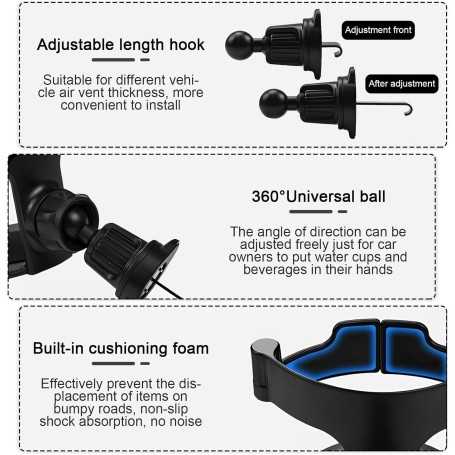 Car Cup Holder 2PCS – Universal, Adjustable Vent, Bottle Holder for Cars, Trucks, and RVs, Black