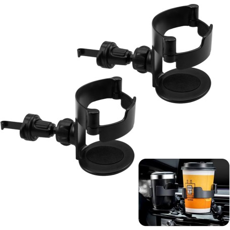 Car Cup Holder 2PCS – Universal, Adjustable Vent, Bottle Holder for Cars, Trucks, and RVs, Black