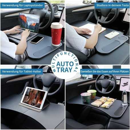 BMZX Bureau à Volant pour Tesla Model 3 / Model Y – Table de Voiture Portable avec Porte-Boisson