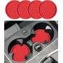 Flaconi Car Cup Holder Coasters – Set of 4 Anti-Slip Silicone Inserts for Car Interior Accessories (Red)
